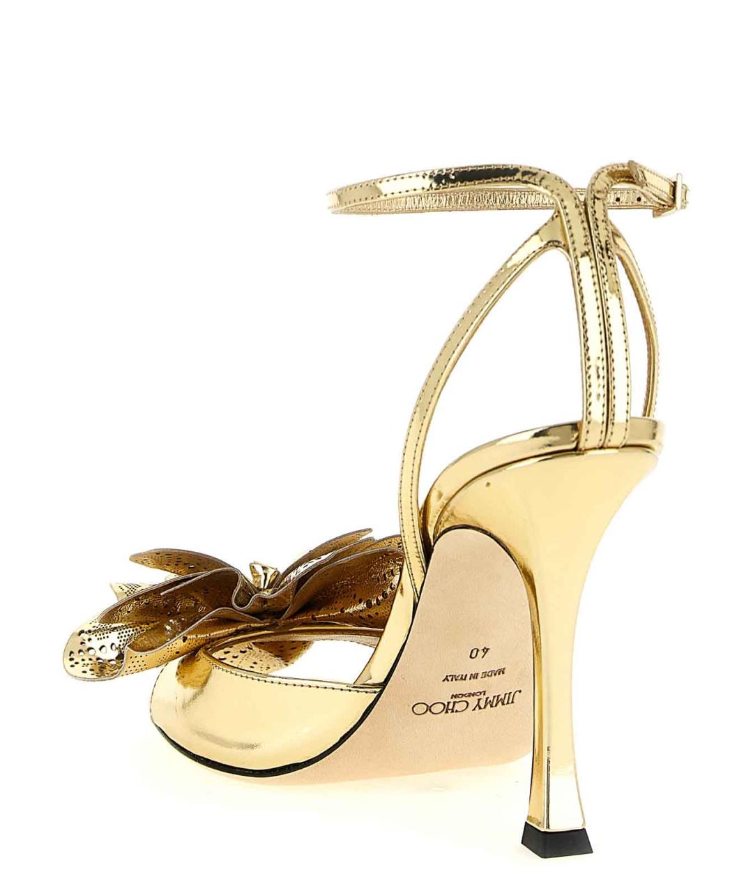 JIMMY CHOO Золотые кожаные босоножки, фото 3