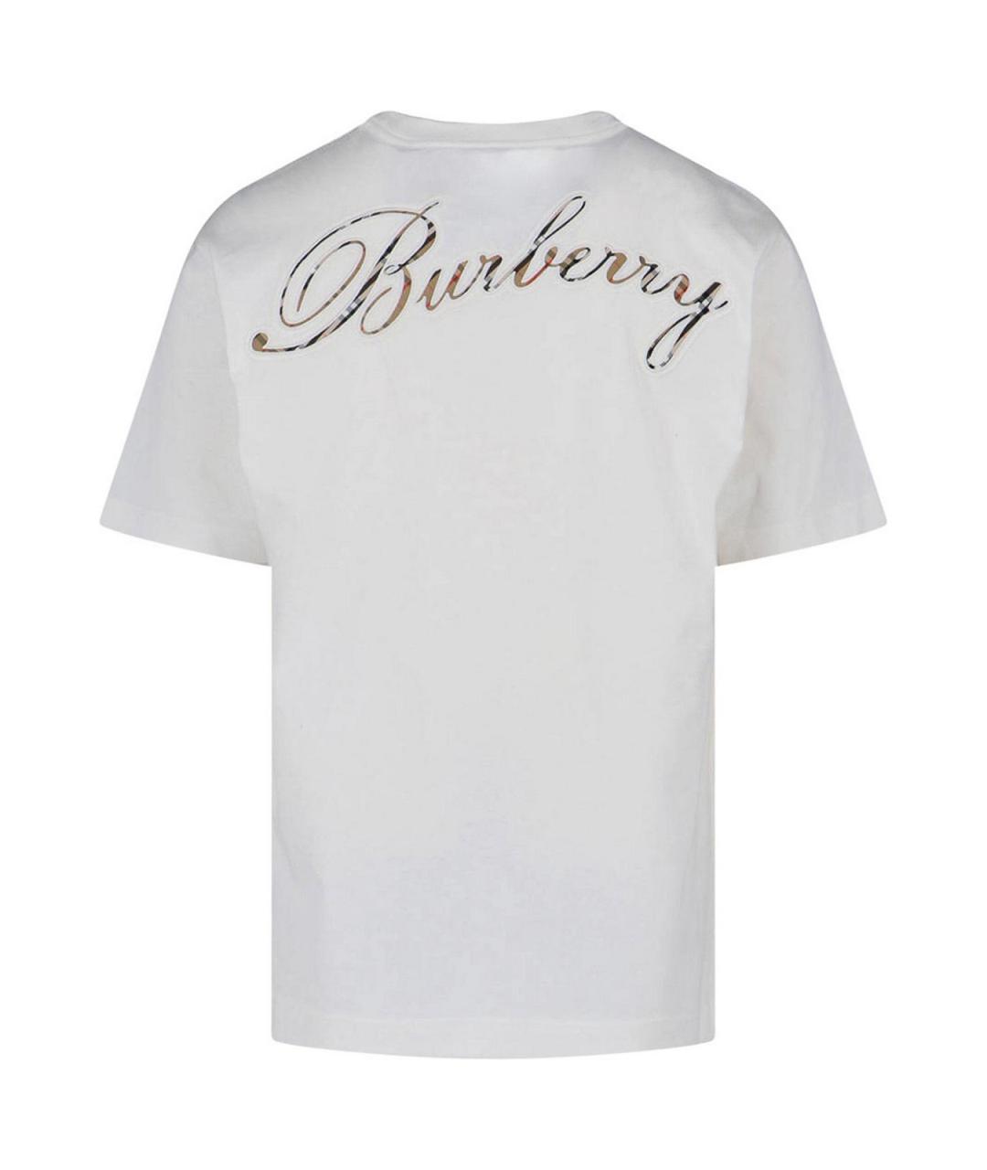 BURBERRY Белая хлопковая футболка, фото 2