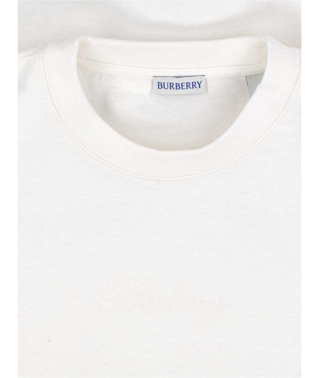 BURBERRY Белая хлопковая футболка, фото 3