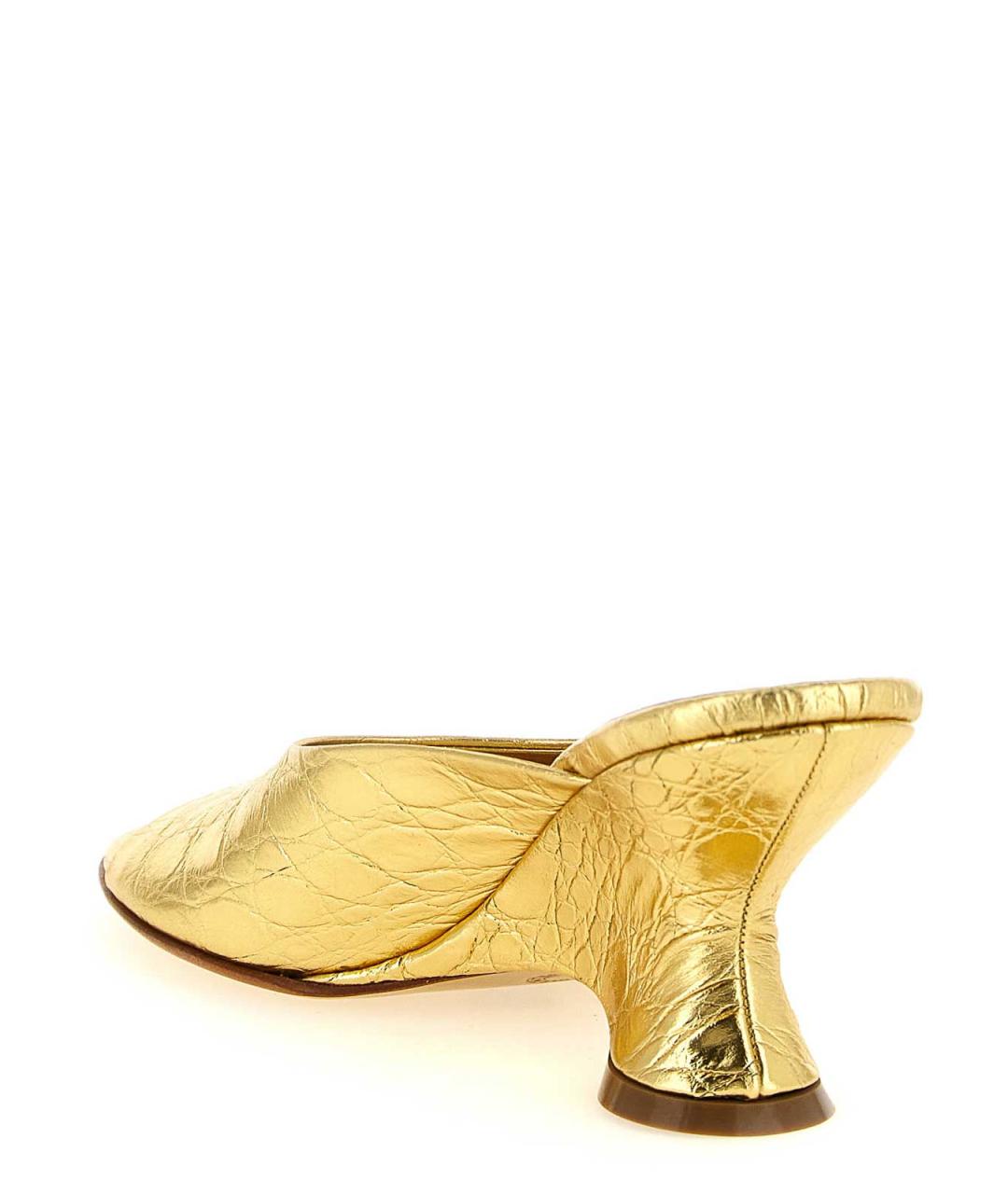 DRIES VAN NOTEN Золотые кожаные мюли, фото 3