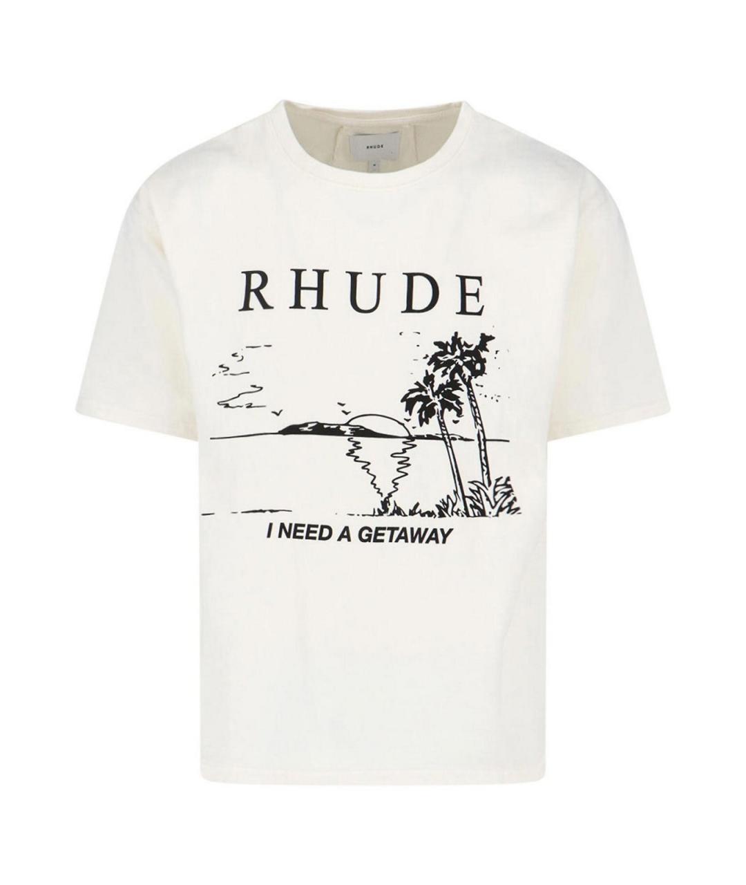 RHUDE Белая хлопковая футболка, фото 1