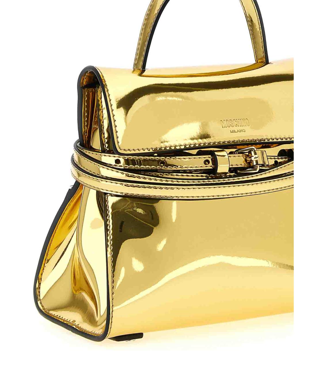 MOSCHINO Золотая синтетическая сумка тоут, фото 3