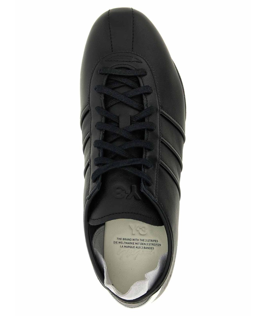 Y-3 Черные кожаные низкие кроссовки / кеды, фото 4