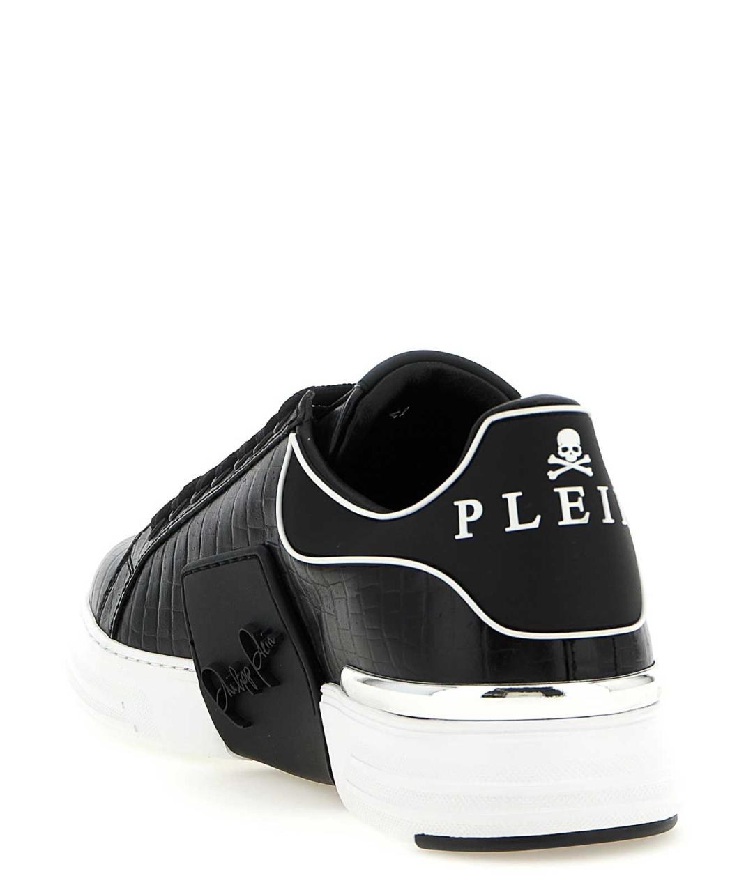 PHILIPP PLEIN Черные кожаные низкие кроссовки / кеды, фото 3