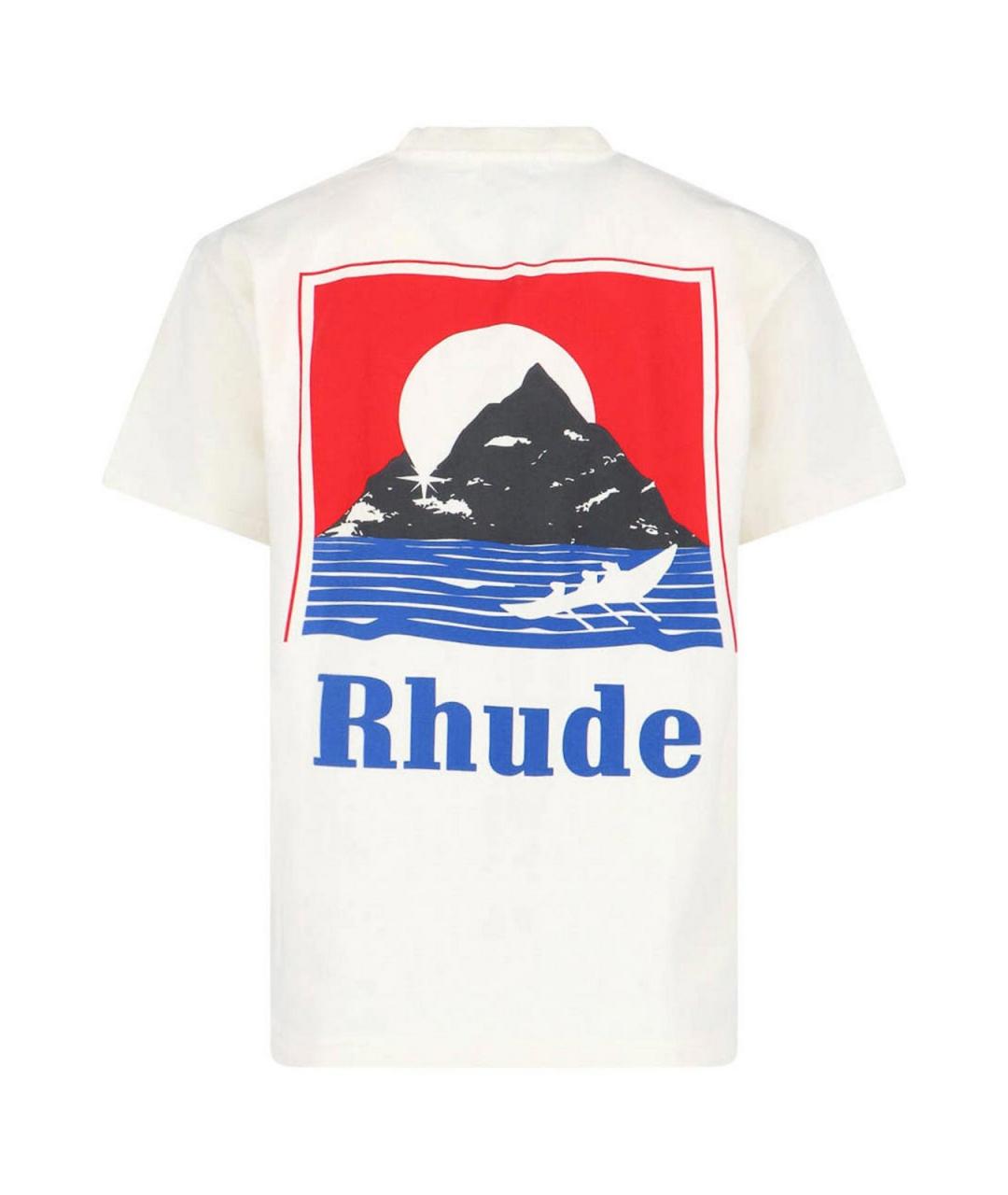 RHUDE Белая хлопковая футболка, фото 2