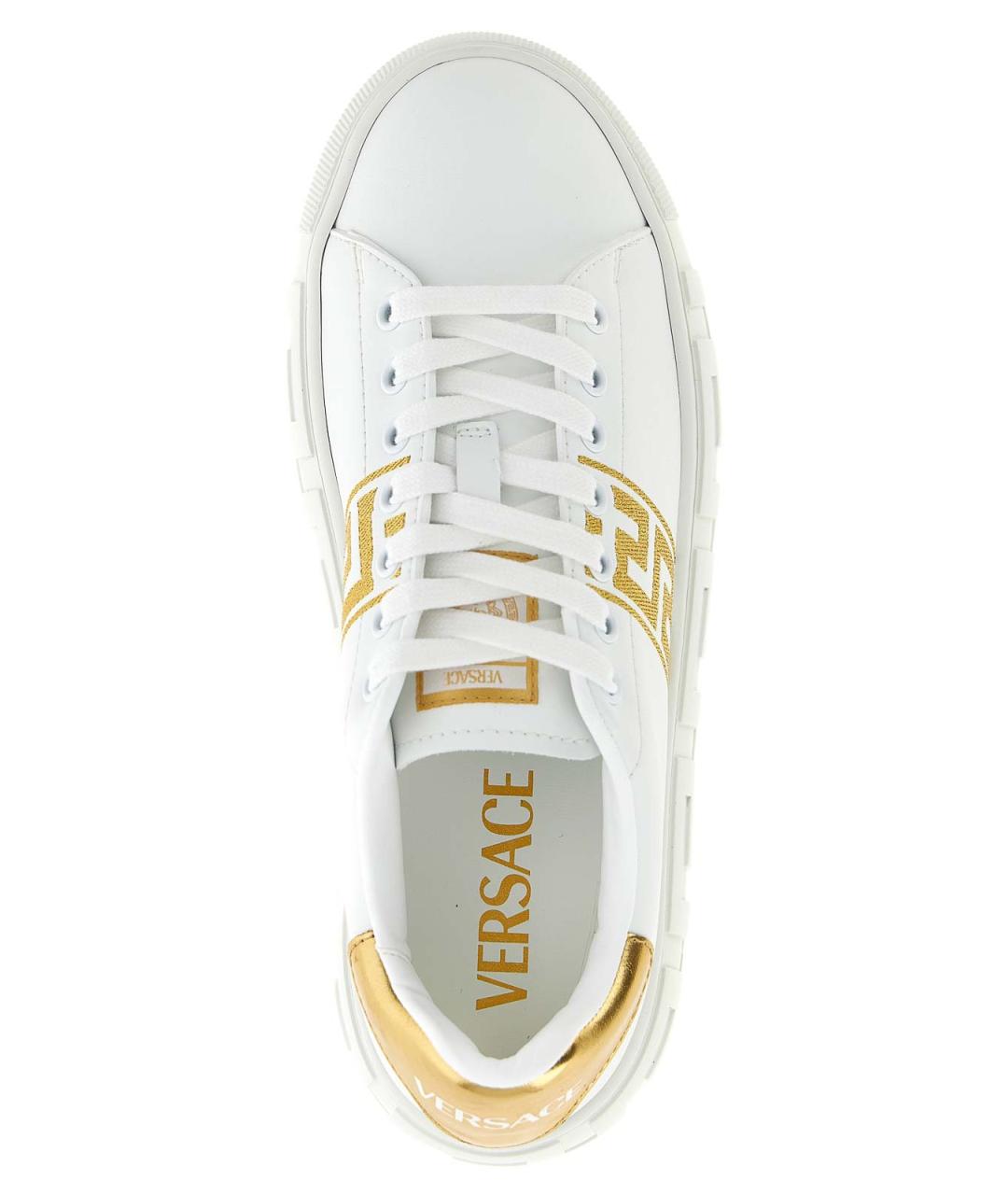 VERSACE Белые кожаные кроссовки, фото 4