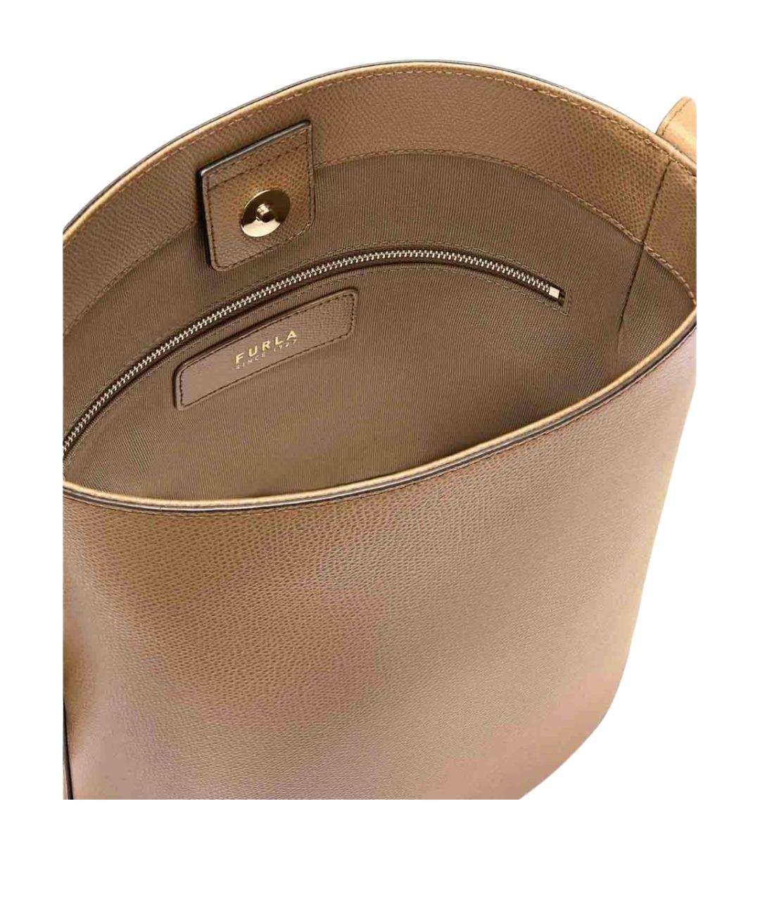 FURLA Бежевая кожаная сумка через плечо, фото 3