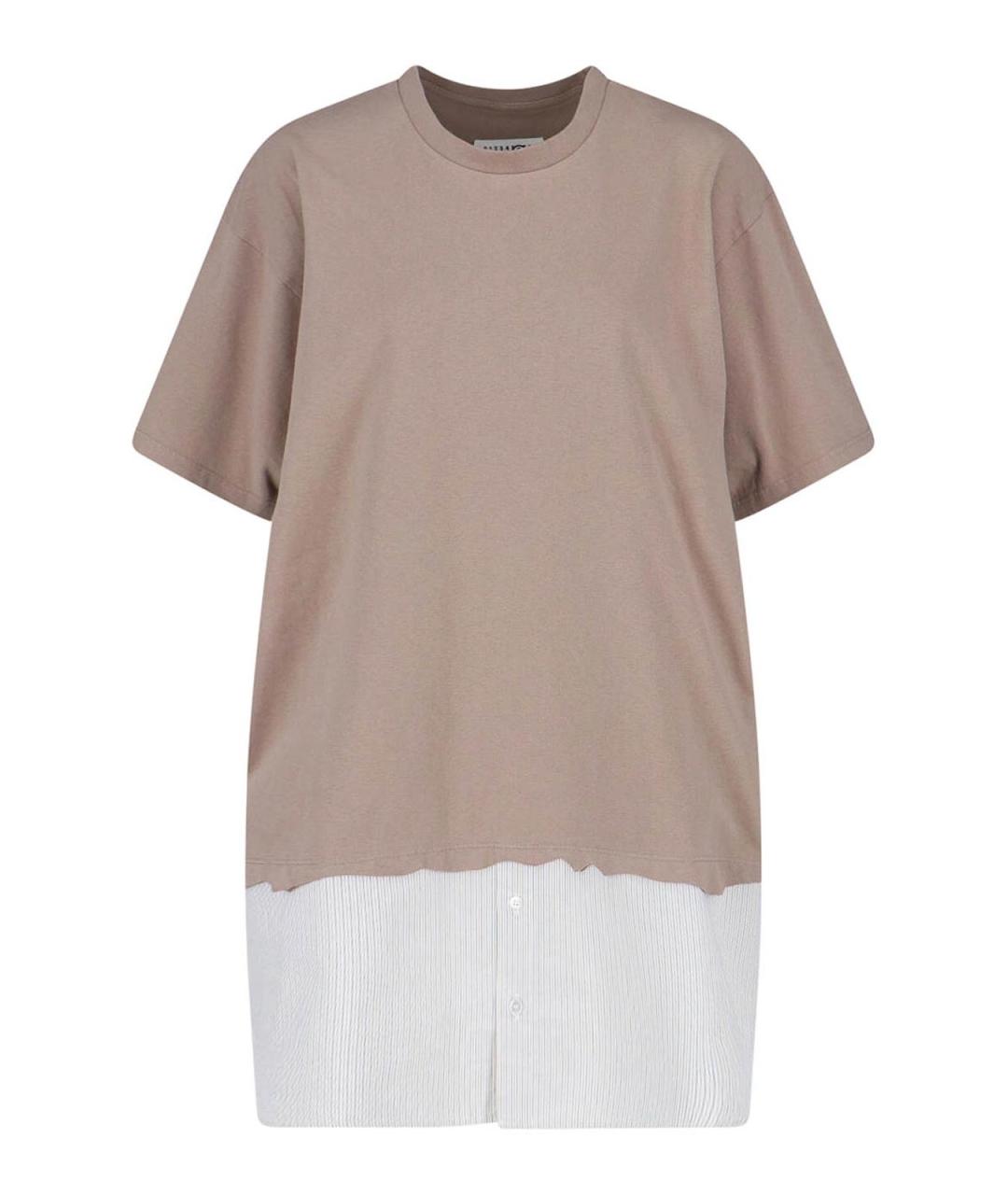 MM6 MAISON MARGIELA Бежевое хлопковое повседневное платье, фото 1