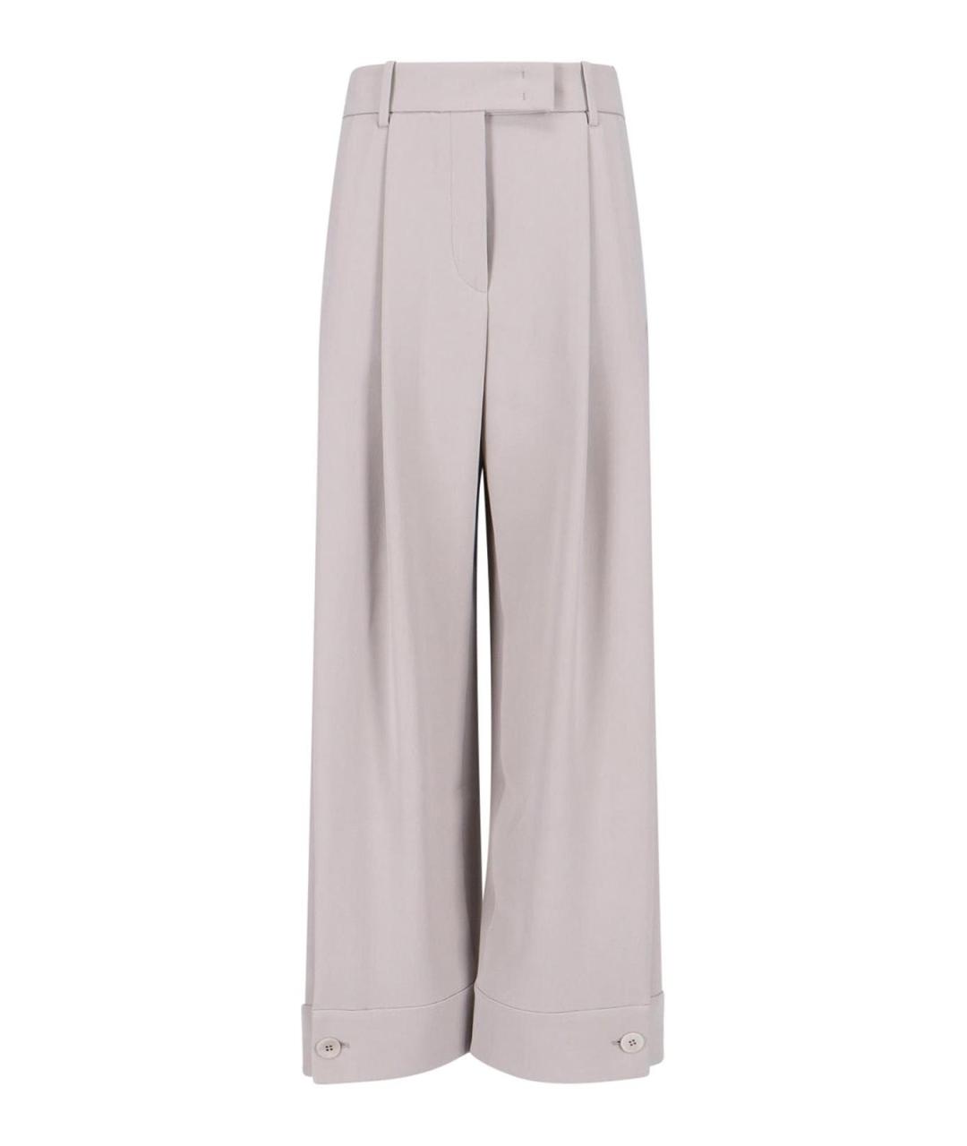 GIORGIO ARMANI Бежевые шелковые прямые брюки, фото 1