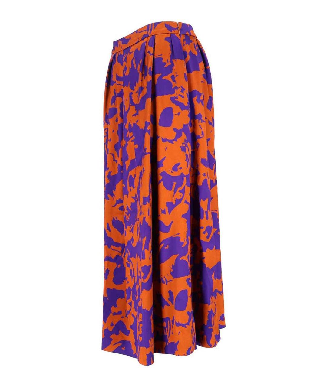 DRIES VAN NOTEN Оранжевая вискозная юбка миди, фото 3