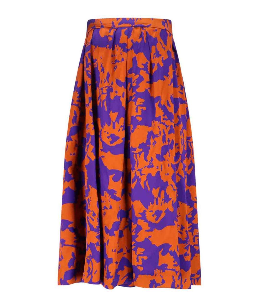 DRIES VAN NOTEN Оранжевая вискозная юбка миди, фото 2