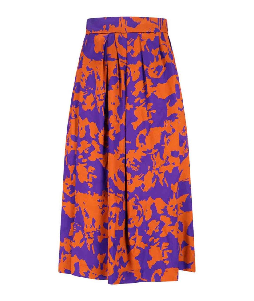 DRIES VAN NOTEN Оранжевая вискозная юбка миди, фото 1
