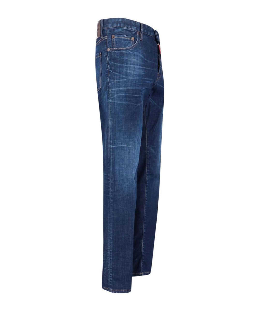 DSQUARED2 Синие хлопковые прямые джинсы, фото 3