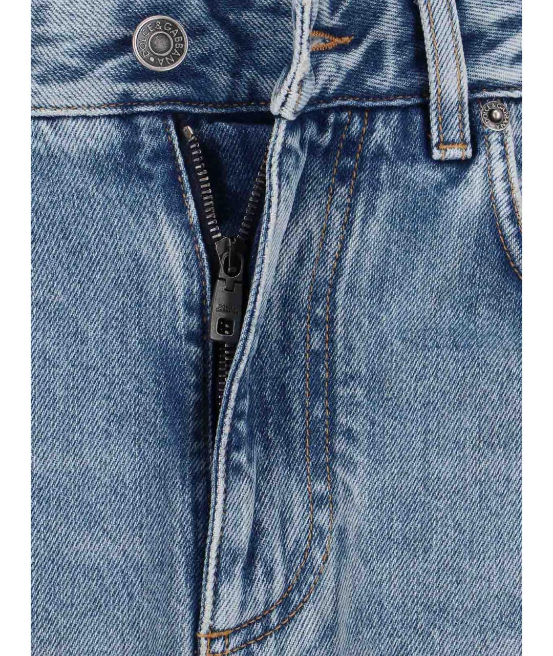 DOLCE&GABBANA Синие хлопковые прямые джинсы, фото 5