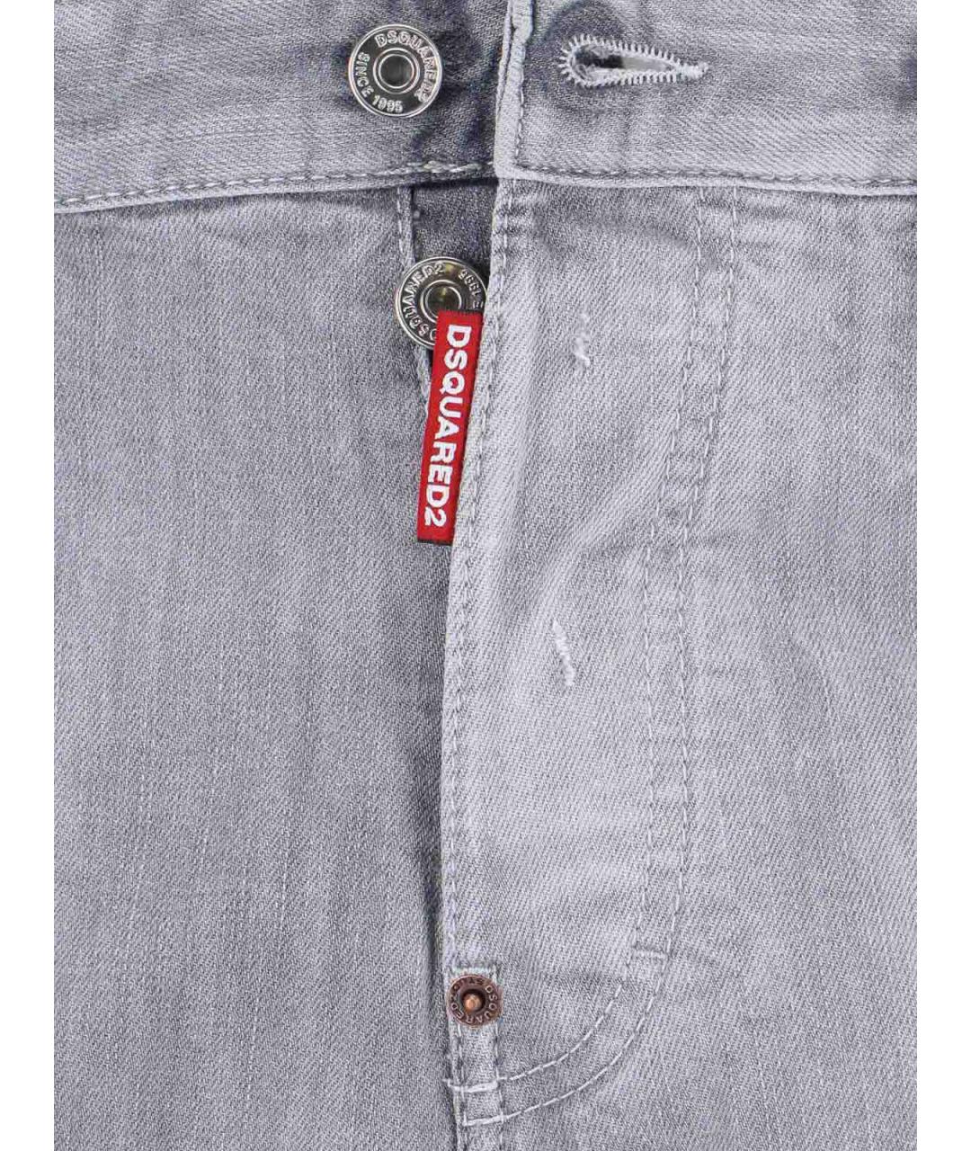 DSQUARED2 Серые хлопковые прямые джинсы, фото 5