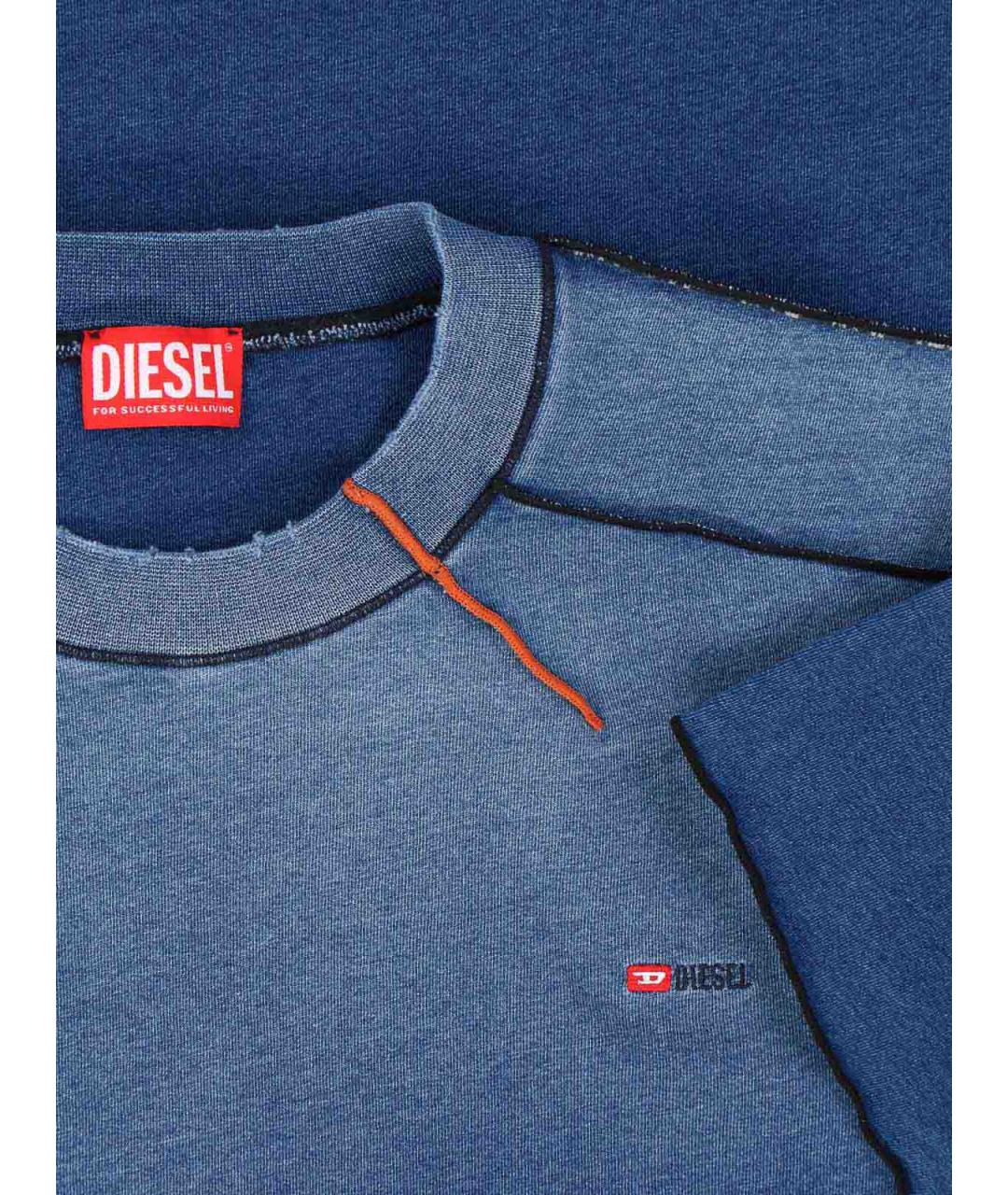 DIESEL Синяя хлопковая футболка, фото 3