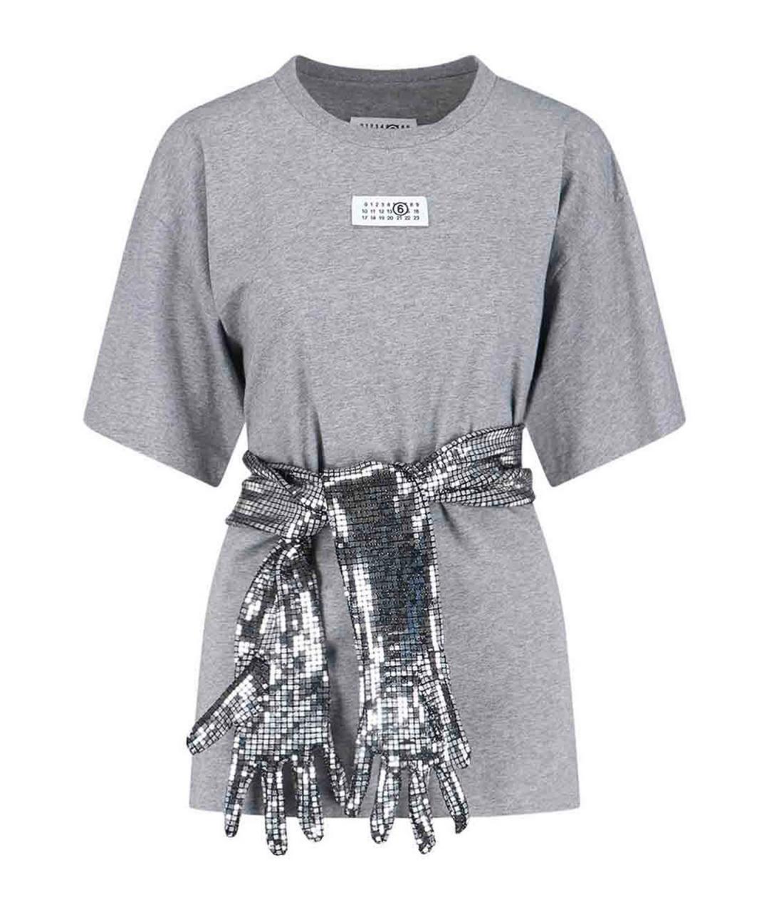 MM6 MAISON MARGIELA Серая хлопковая футболка, фото 1