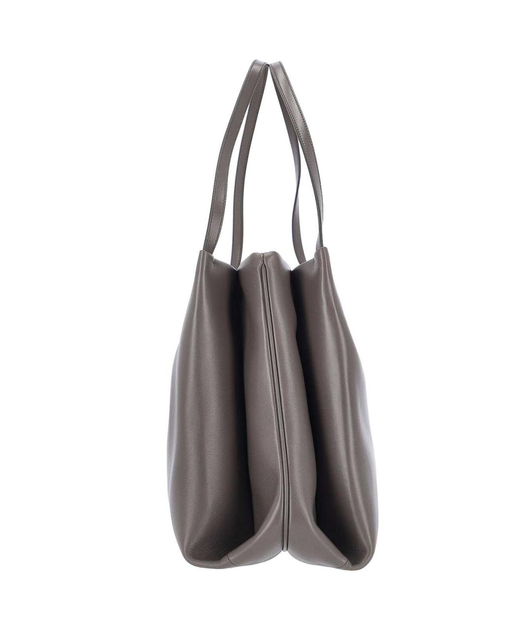 FERRAGAMO Серая кожаная сумка тоут, фото 5