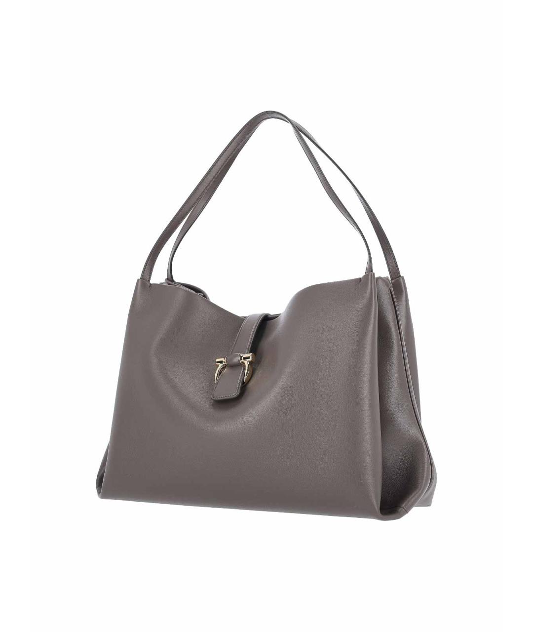 FERRAGAMO Серая кожаная сумка тоут, фото 2