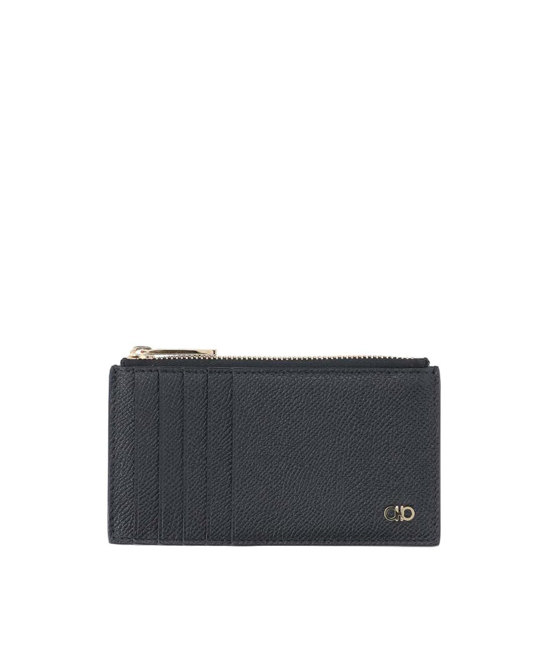 FERRAGAMO Черный кожаный кошелек, фото 1