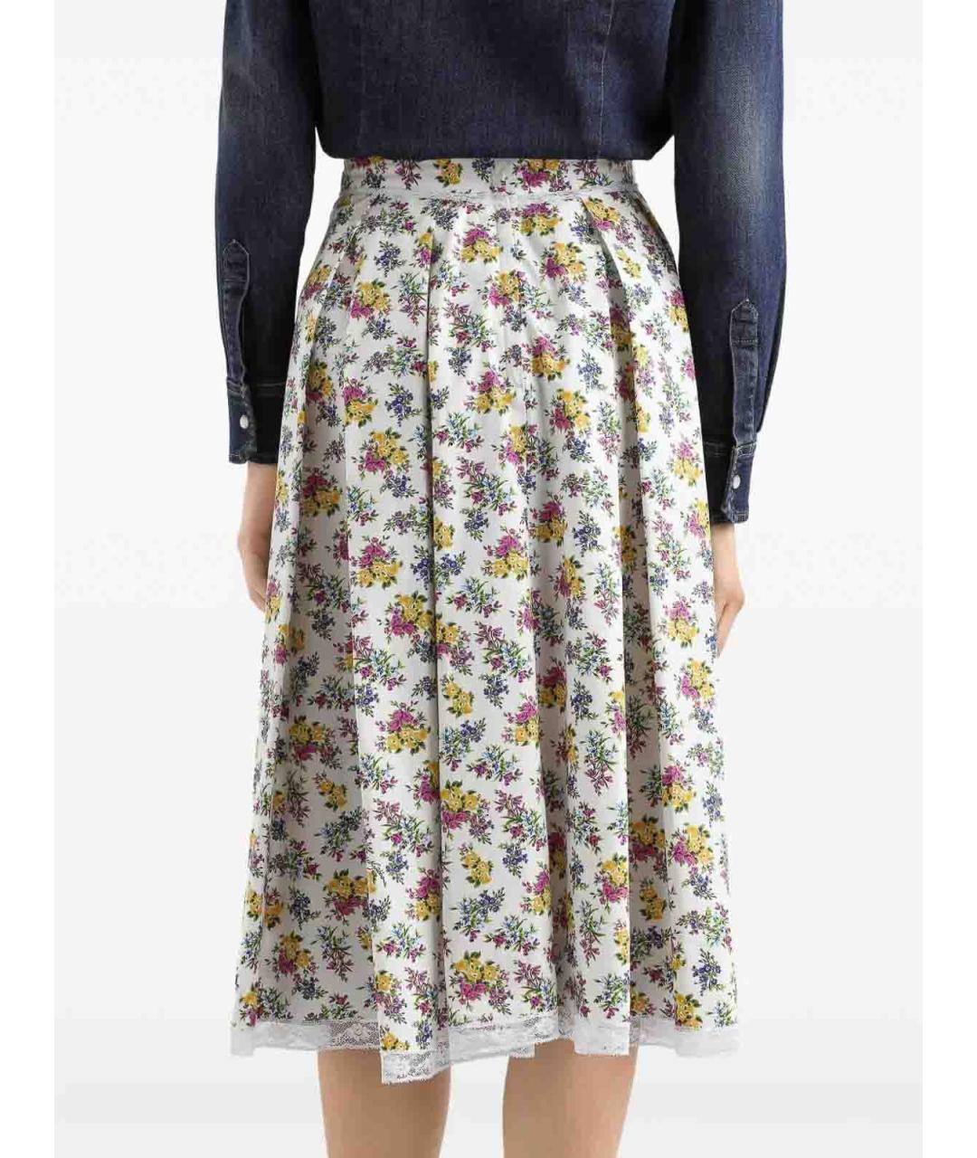 DOLCE&GABBANA Белая хлопковая юбка миди, фото 5