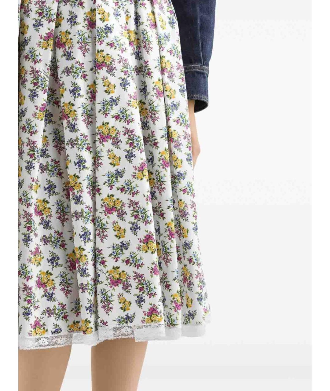 DOLCE&GABBANA Белая хлопковая юбка миди, фото 4