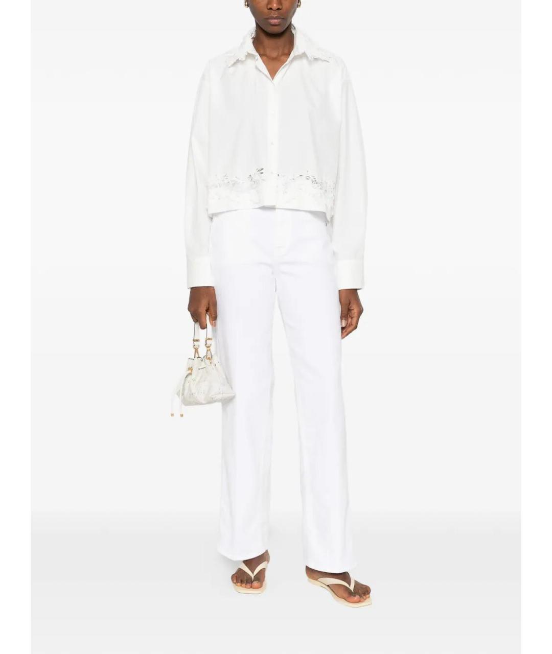 7 FOR ALL MANKIND Белые хлопковые прямые джинсы, фото 2