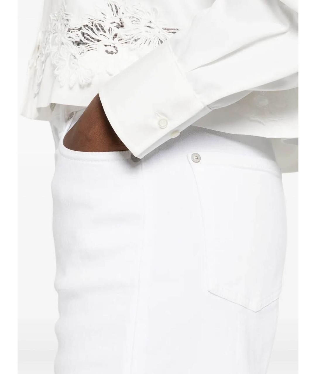 7 FOR ALL MANKIND Белые хлопковые прямые джинсы, фото 3