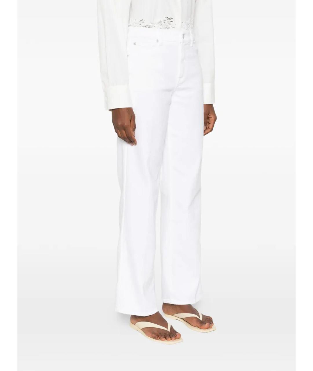 7 FOR ALL MANKIND Белые хлопковые прямые джинсы, фото 4