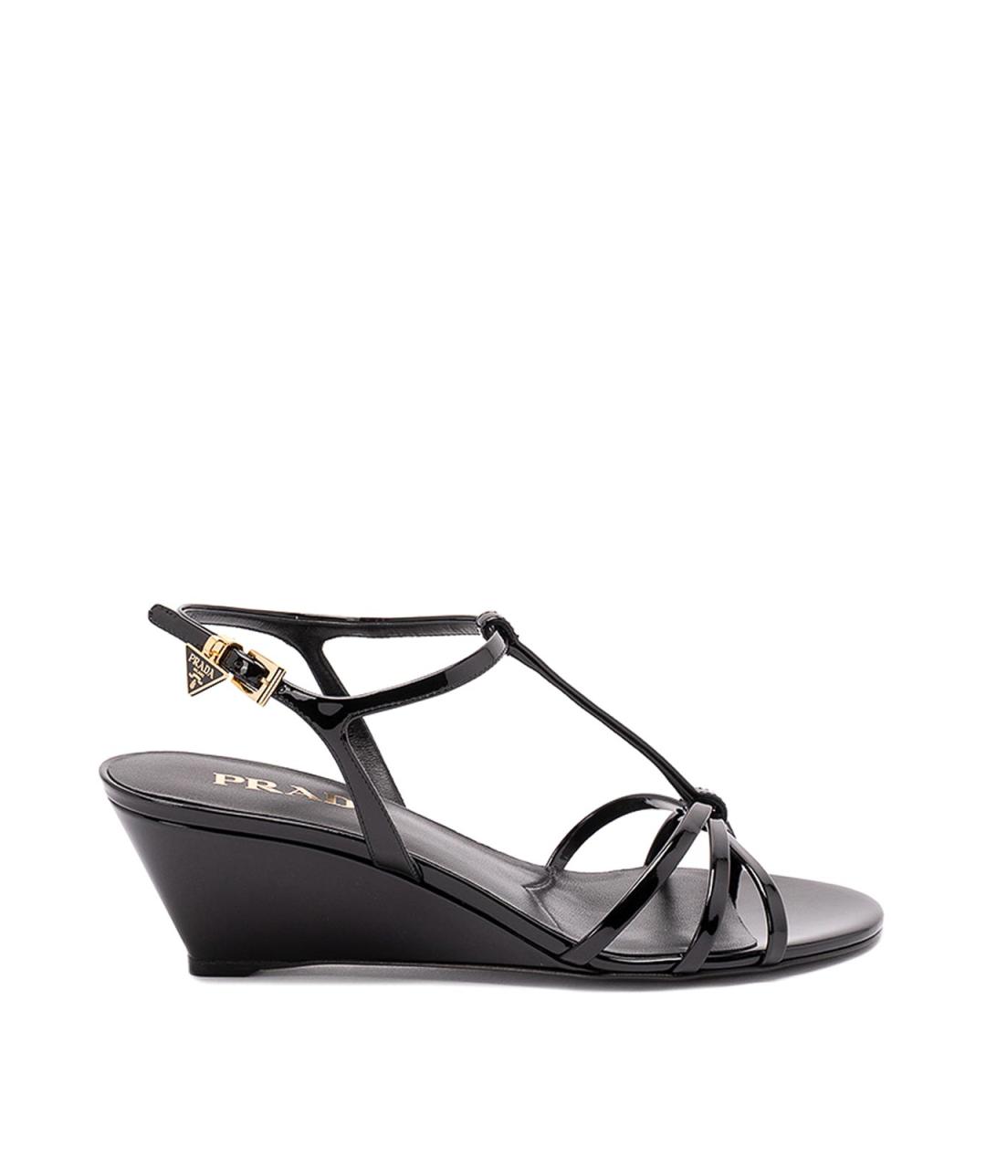 PRADA Черные босоножки из лакированной кожи, фото 1