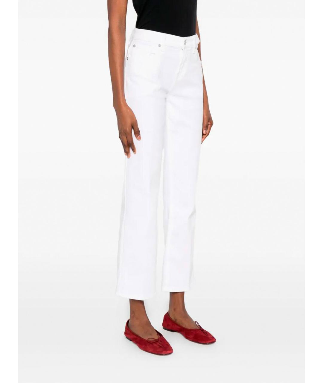 7 FOR ALL MANKIND Белые хлопковые прямые джинсы, фото 3