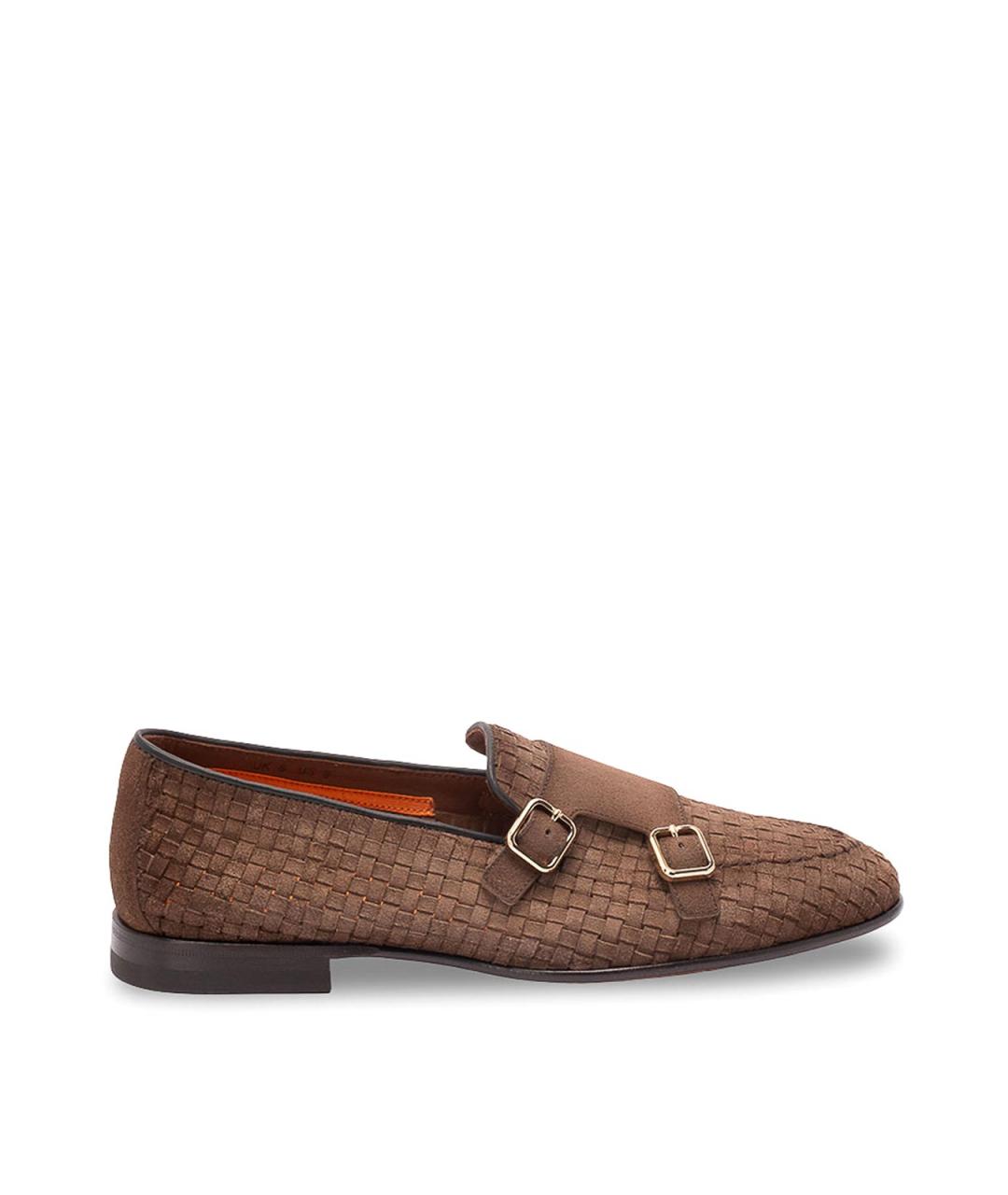 SANTONI Коричневые кожаные лоферы, фото 1