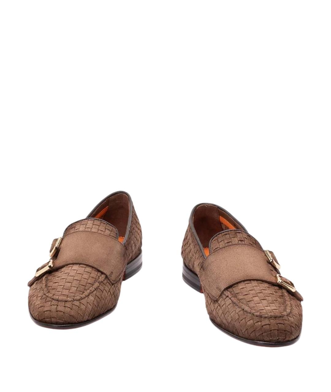 SANTONI Коричневые кожаные лоферы, фото 2