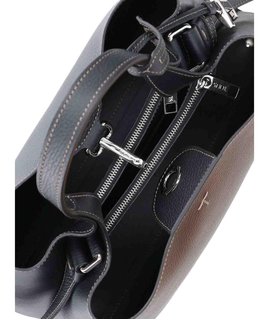 TOD'S Черная кожаная сумка тоут, фото 4