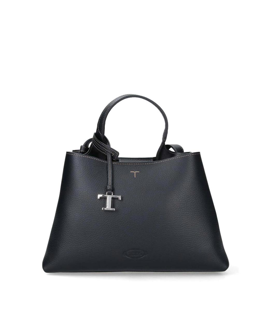 TOD'S Черная кожаная сумка тоут, фото 1