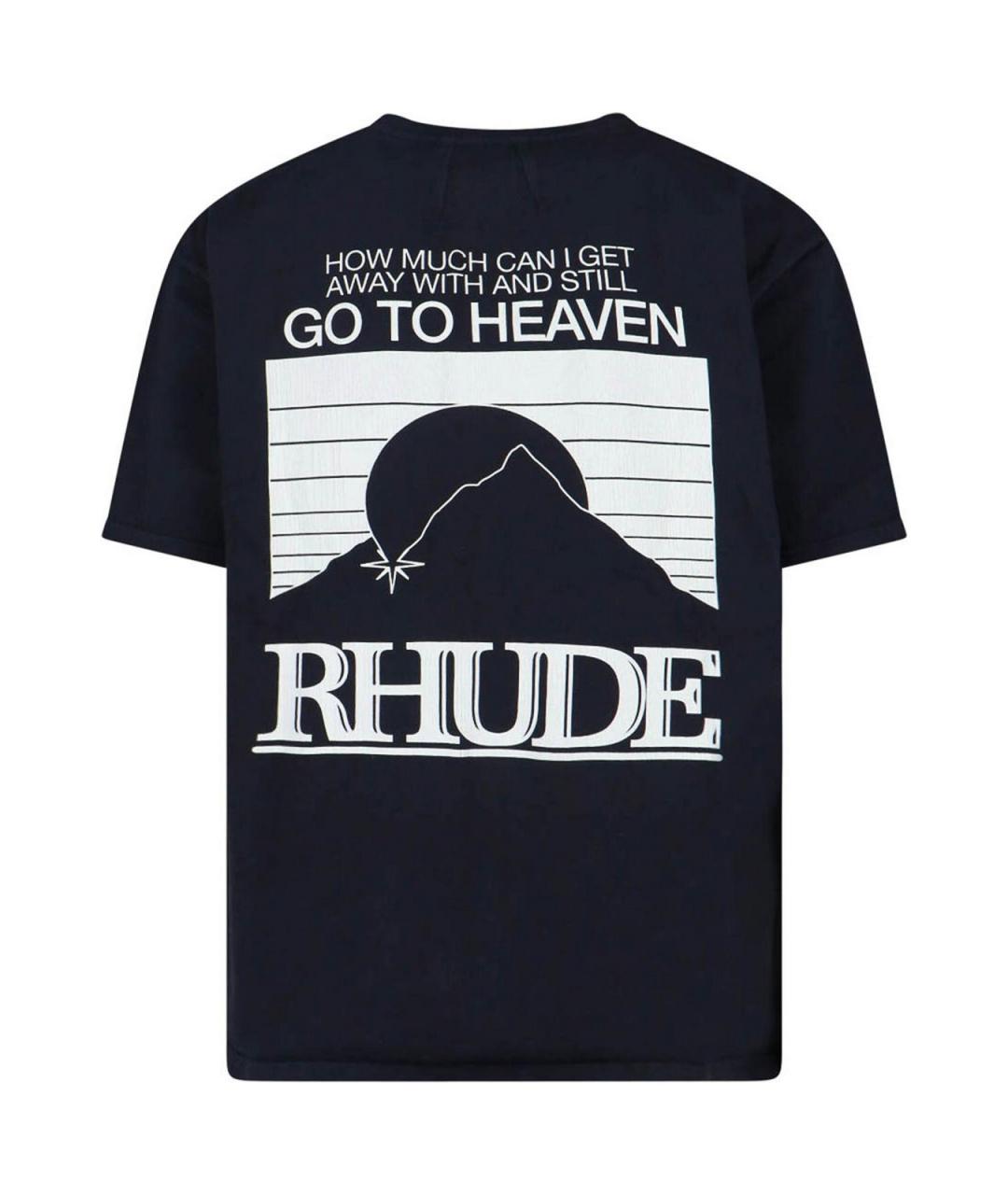 RHUDE Черная хлопковая футболка, фото 2
