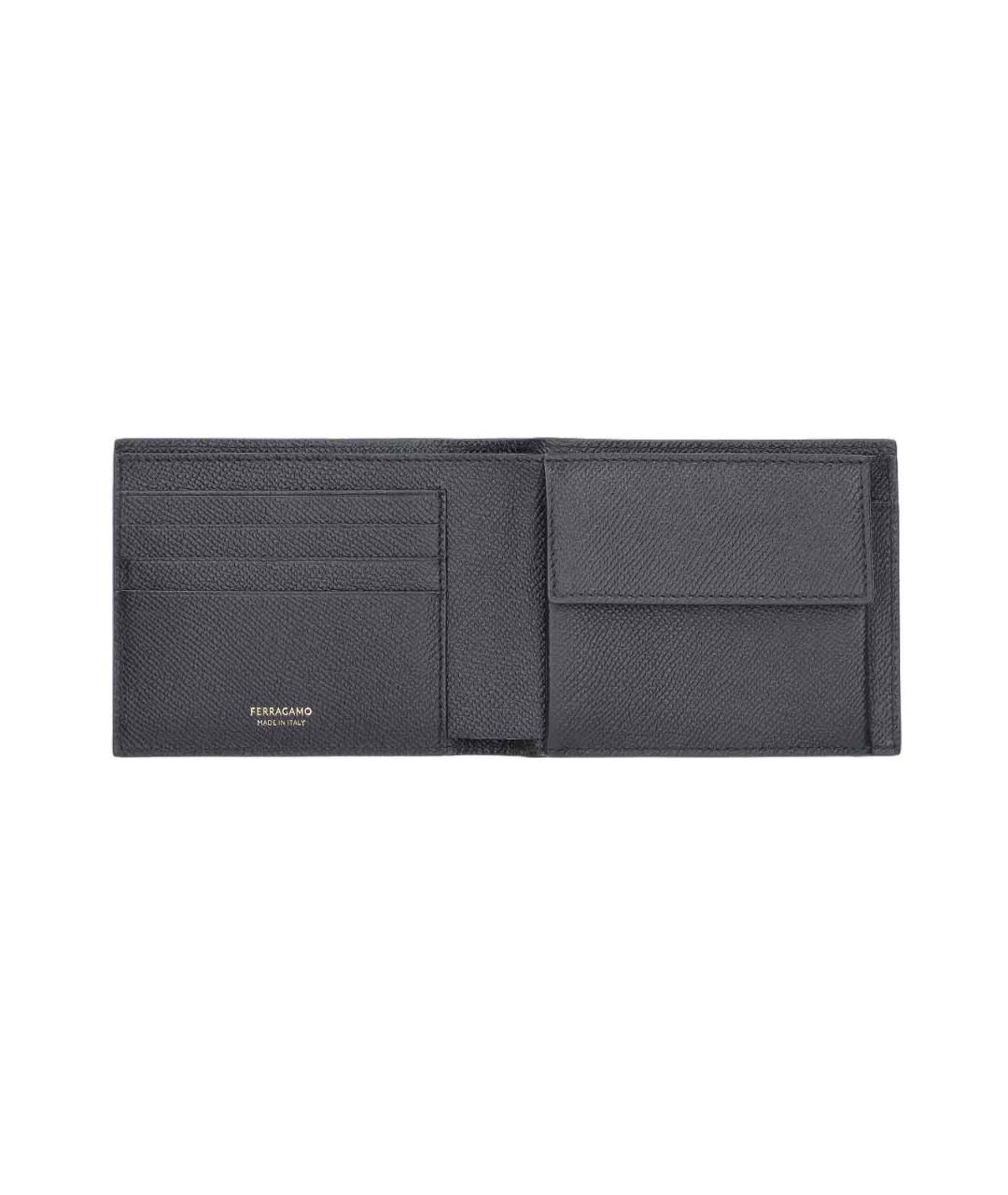 FERRAGAMO Черный кожаный кошелек, фото 2