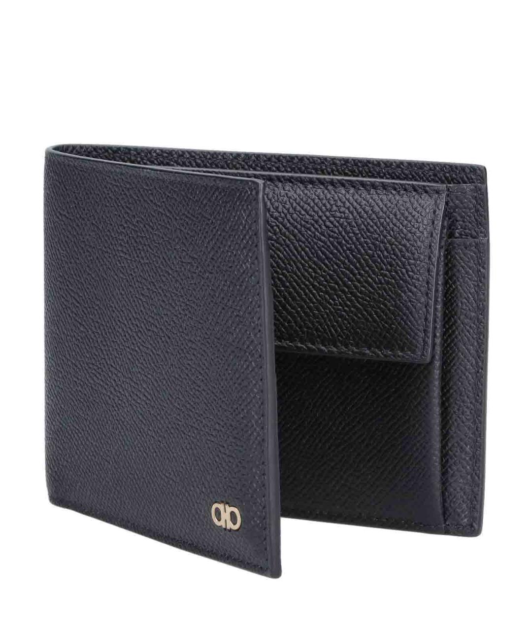 FERRAGAMO Черный кожаный кошелек, фото 4