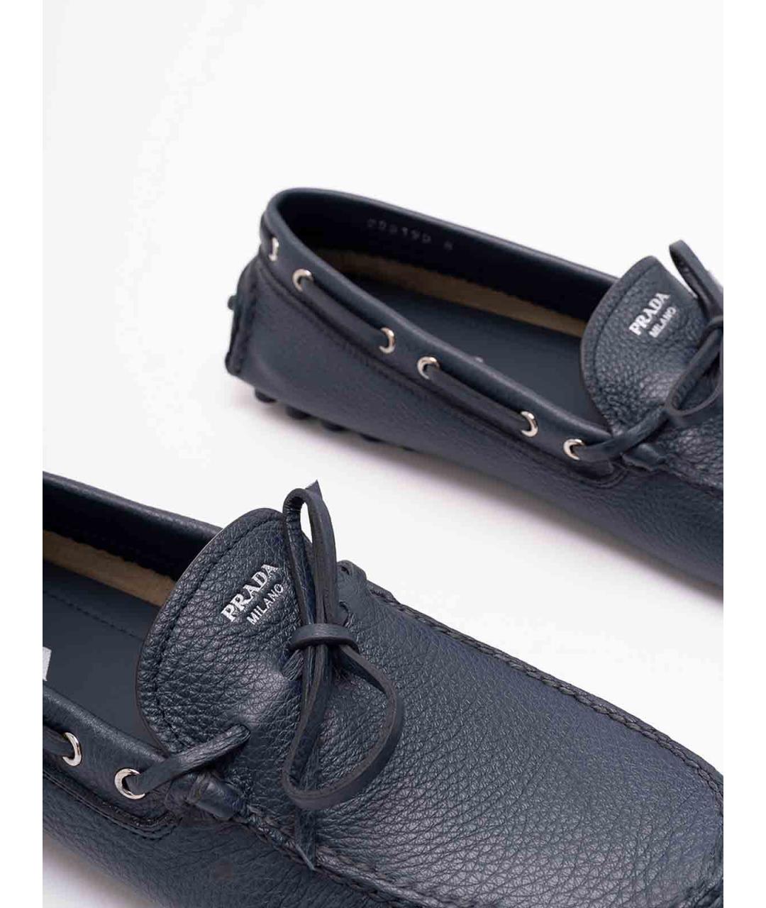 PRADA Темно-синие кожаные мокасины, фото 5