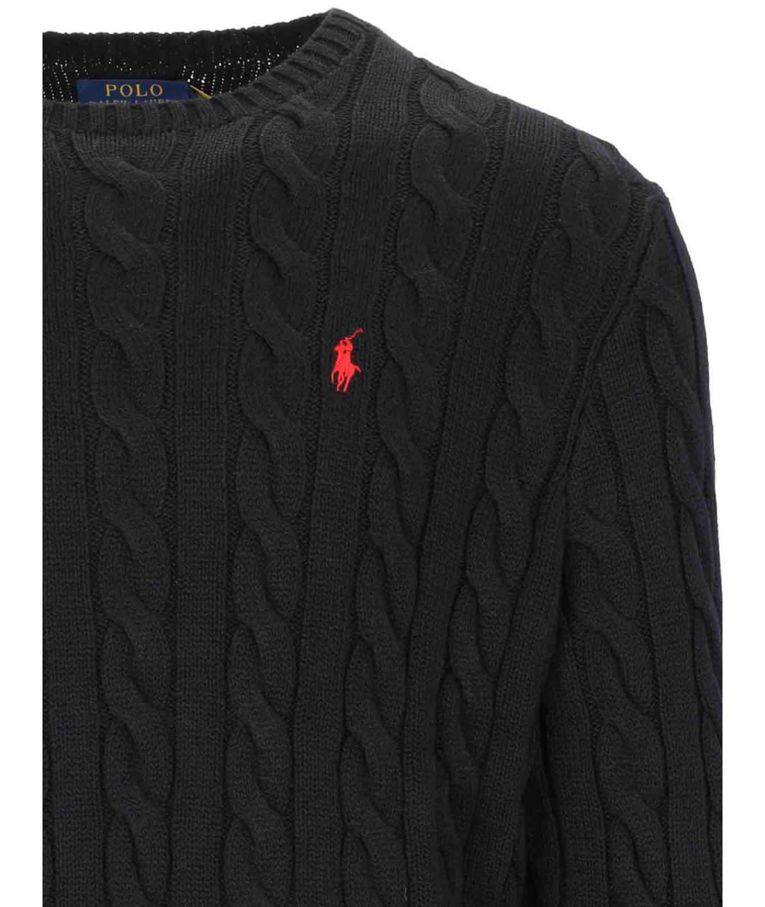 POLO RALPH LAUREN Черное хлопковое поло с коротким рукавом, фото 3