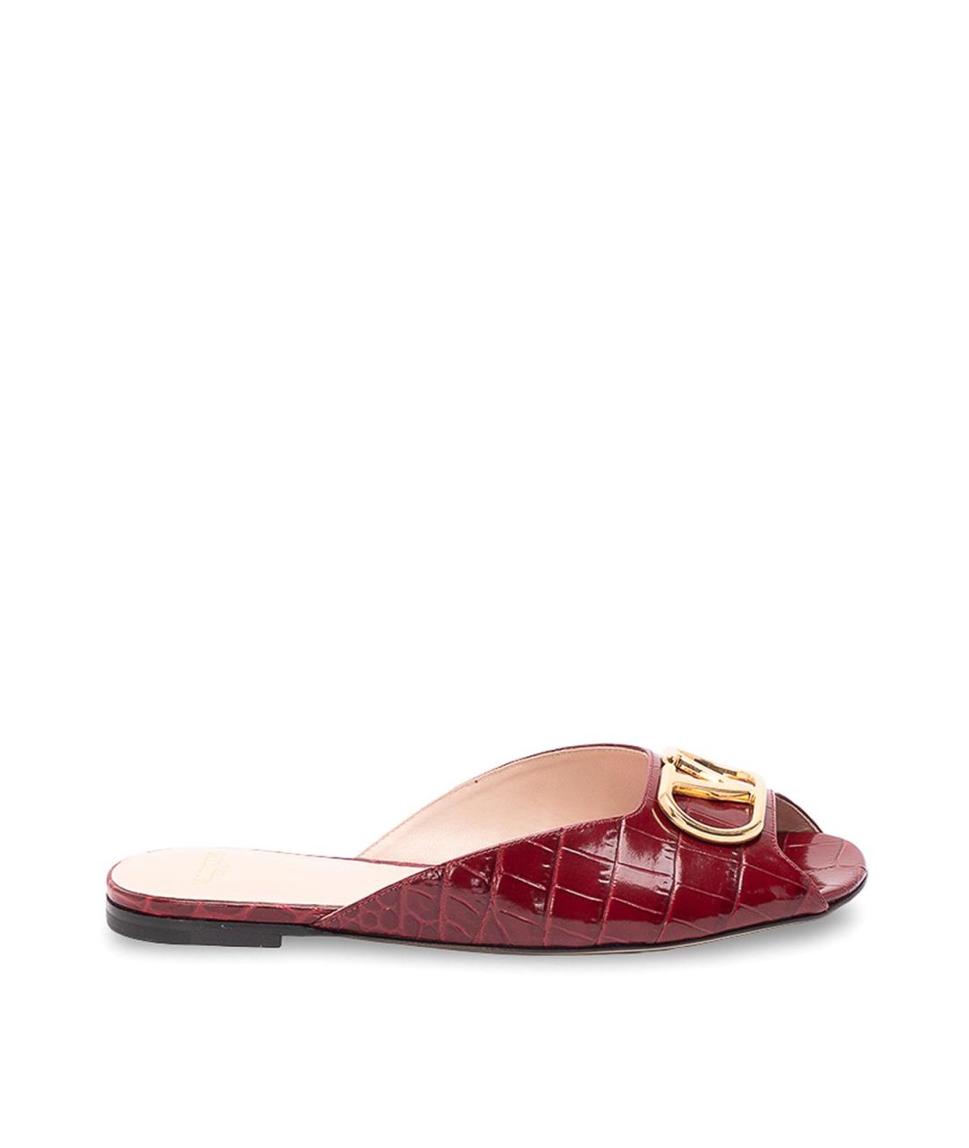 VALENTINO Бордовые кожаные мюли, фото 1