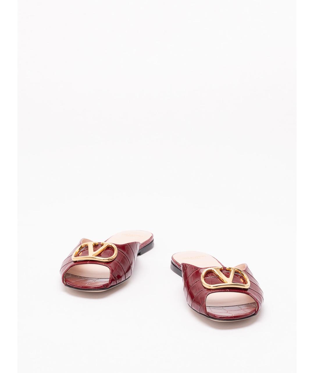 VALENTINO Бордовые кожаные мюли, фото 2