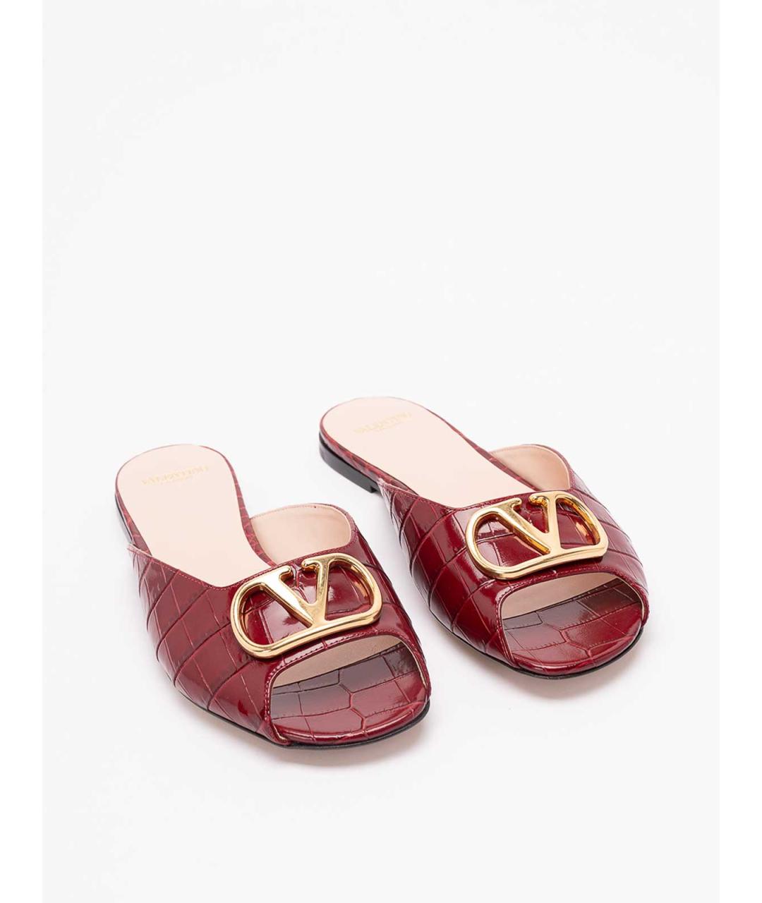VALENTINO Бордовые кожаные мюли, фото 5