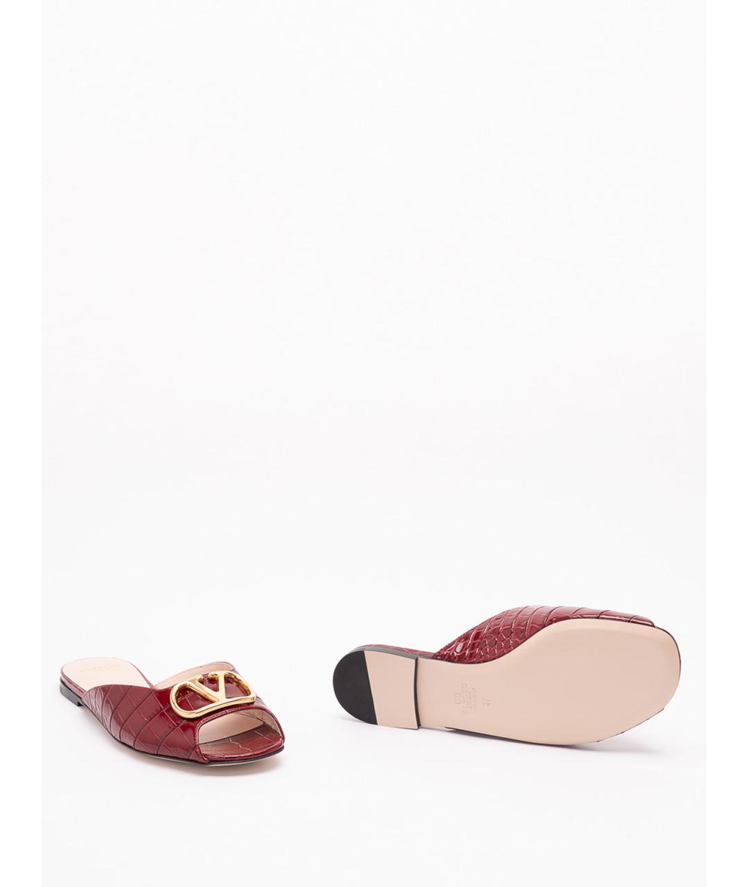 VALENTINO Бордовые кожаные мюли, фото 4