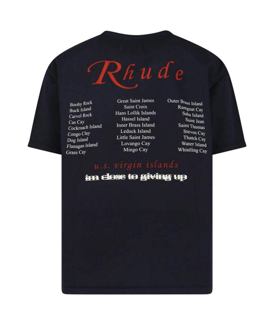 RHUDE Черная хлопковая футболка, фото 2