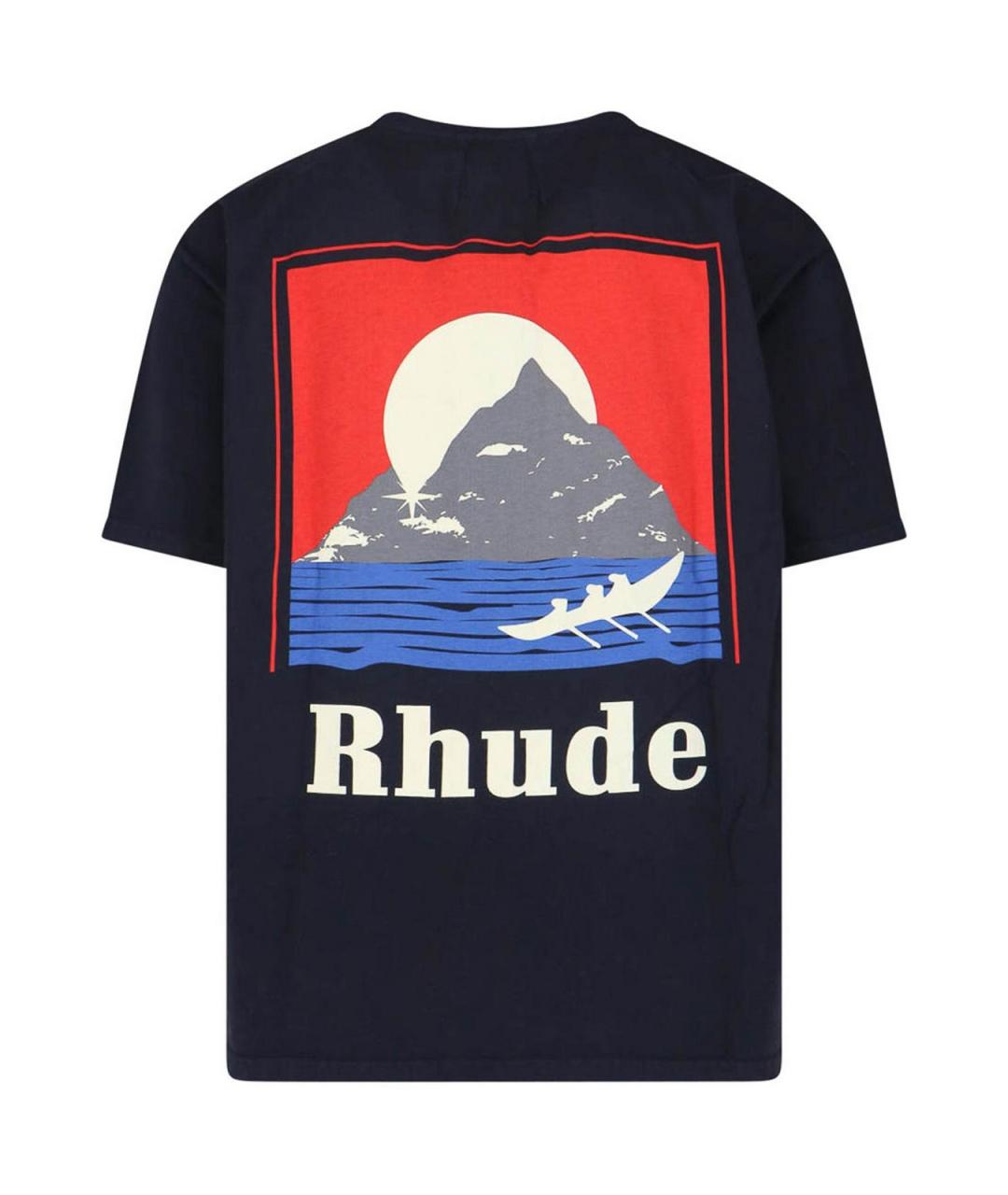 RHUDE Черная хлопковая футболка, фото 2