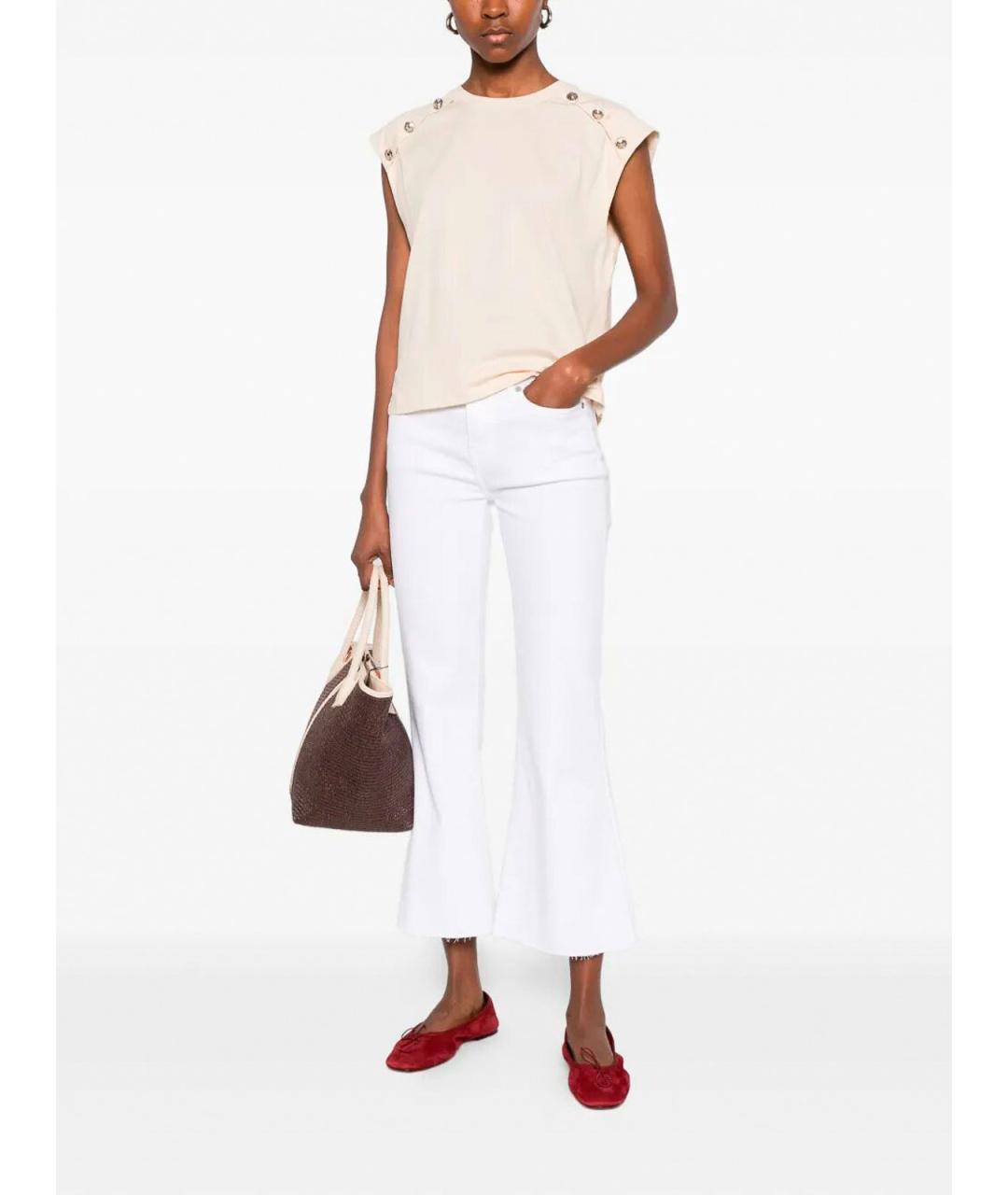 7 FOR ALL MANKIND Белые хлопковые прямые джинсы, фото 2