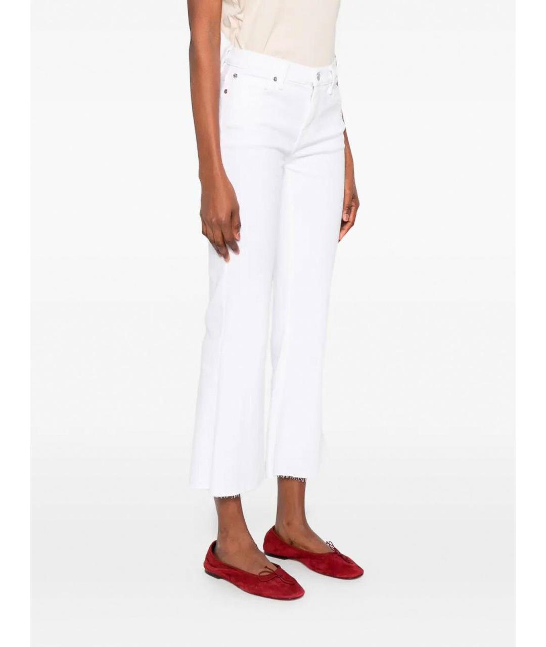 7 FOR ALL MANKIND Белые хлопковые прямые джинсы, фото 3