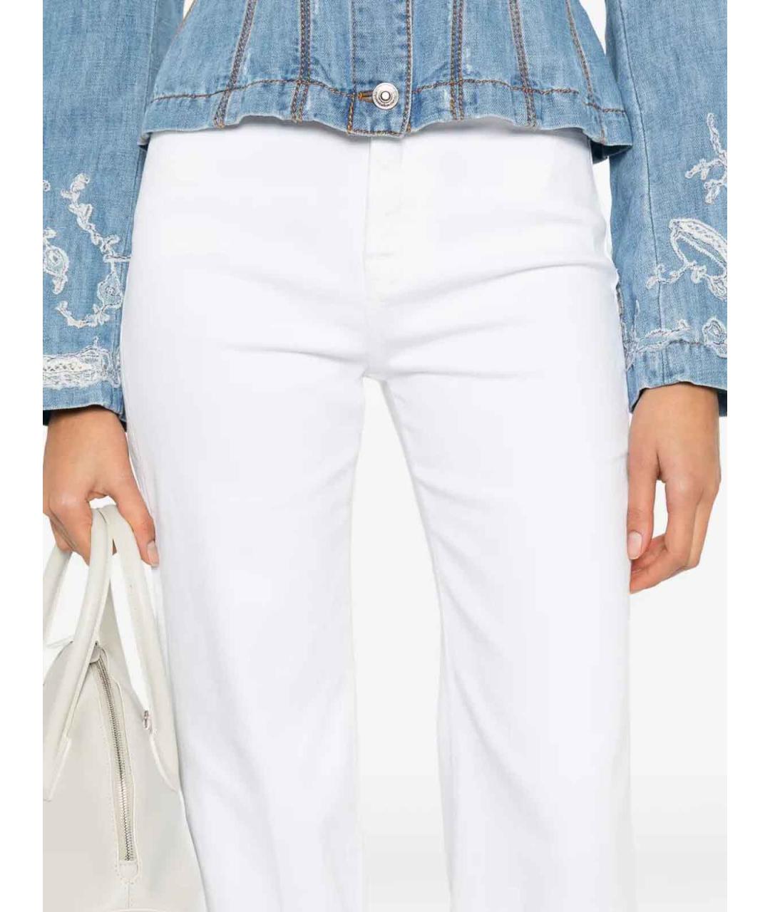 7 FOR ALL MANKIND Белые хлопковые прямые джинсы, фото 3