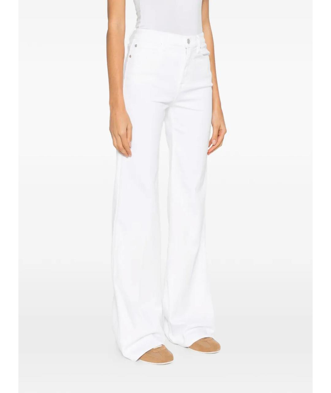 7 FOR ALL MANKIND Белые хлопковые прямые джинсы, фото 4